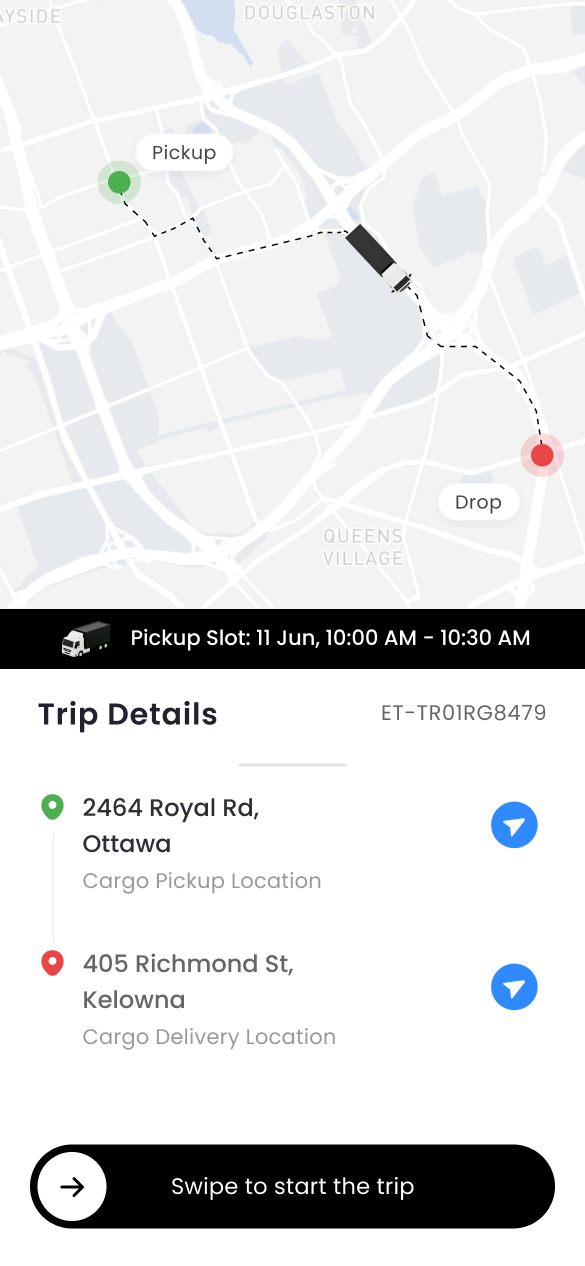 Jettt app trip details screen
